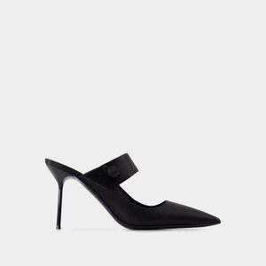 PARIS TEXAS Pointed Toe Mule Pumps Women BLACK